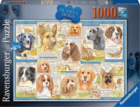 Ravensburger Puzzel Dutiful Dogs/Trouwe honden - Legpuzzel - 1000 stukjes - 0