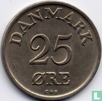 Denemarken 25 øre 1958 in unc - 1