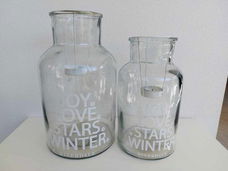 Riverdale 2 x grote fles waxine licht Joy Love Stars Winter.