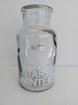 Riverdale 2 x grote fles waxine licht Joy Love Stars Winter. - 1