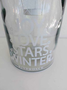 Riverdale 2 x grote fles waxine licht Joy Love Stars Winter. - 2