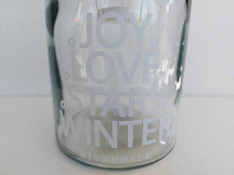 Riverdale 2 x grote fles waxine licht Joy Love Stars Winter. - 3