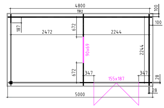 Tuinhuis-Blokhut 2525 Z: 500 x 250 x 257cm - 2