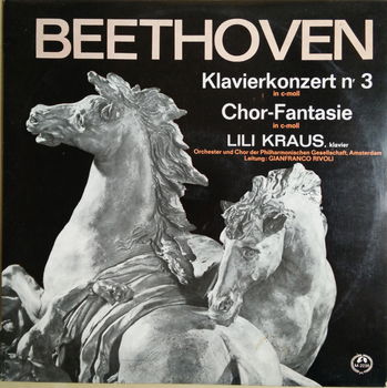 LP - Beethoven - Pianoconcert nr.3-Chorfantasie - Lilie Kraus, piano - 0