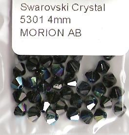 Swarovski 5301 Morion AB 4mm zakje van 48 Stuk - 1