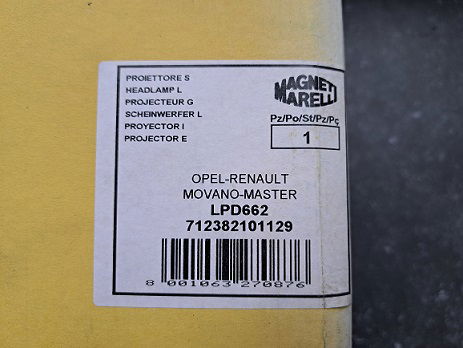 Opel Movano A Renault Master II Koplamp Magneti Marelli LPD662 712382101129 Links - 4