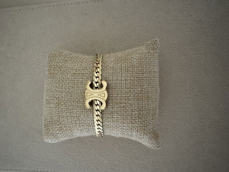 Gouden triomphe letter schakel armband verguld en waterproof - 0