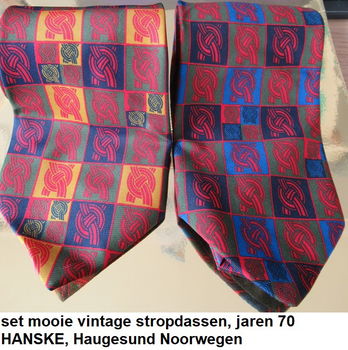 vintage, splinternieuw, set Noorse stropdassen jaren 70, HANSKE HAUGESUND NORGE - 0