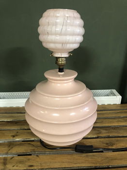 Grote Art-Deco Tafellamp ''Pretty in Pink'' Prachtig. - 0