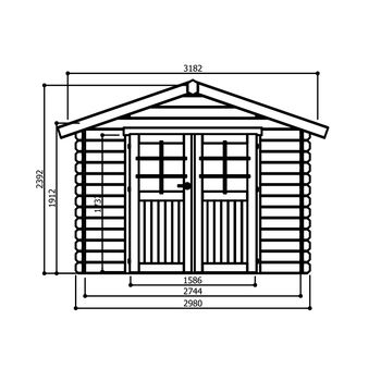 Tuinhuis-Blokhut Chartres : 2980 x 2380mm-390mm - 1