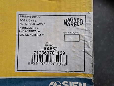 Fiat Punto I Mistlicht Mistlamp Magneti Marelli LAA562 712363701129 Links - 4