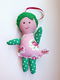 Kerst hanger popje van stof: Groen met roze - 0 - Thumbnail