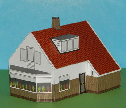 Vrijstaand huis in h0 (1:87) - papieren bouwplaat - 1