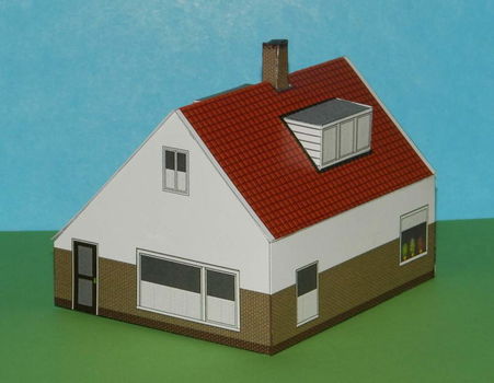 Vrijstaand huis in h0 (1:87) - papieren bouwplaat - 2