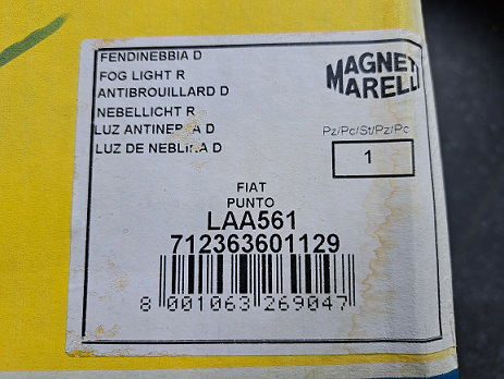 Fiat Punto I Mistlicht Mistlamp Magneti Marelli LAA561 712363601129 Rechts - 4