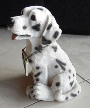 Beeldje van hond (Dalmatiër) met halsbordje (hoogte: 24 cm). - 2