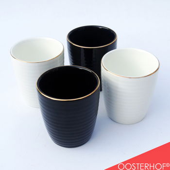 4x New Bone Golden Line Mokken / Koppen 8x9CM/300ML - 0