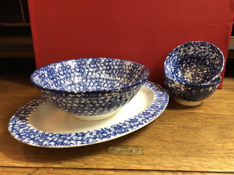 Prachtige Vintage blauw-witte Set van Italiaans porselein. - 0