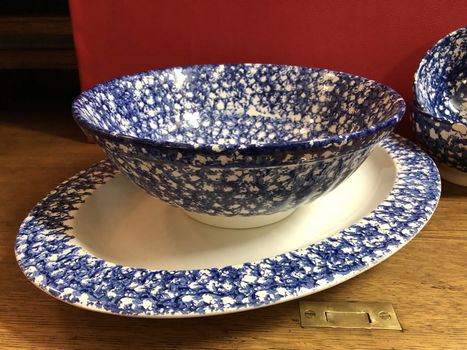 Prachtige Vintage blauw-witte Set van Italiaans porselein. - 1