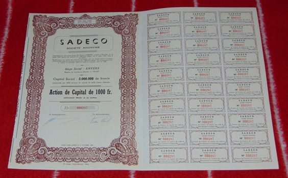 Aandeel Sadeco Antwerpen, met alle coupons - 0