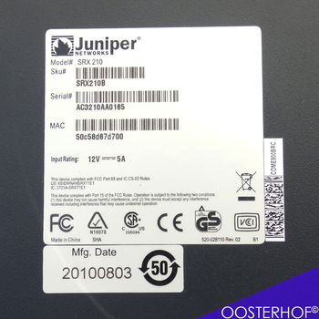 Juniper® Networks SRX210 Managed Firewall + Adapter - 4