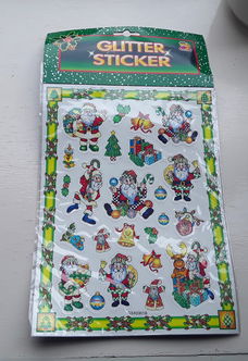 Stickervel met kerststickers - glitterstickers (nieuw)