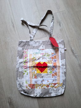 Stoffentas opvouwbare tas 2e hands textiel quiltpatroon - 0