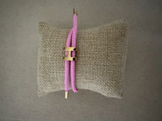 Roze met gouden letter H koord armband hermes verguld 18k