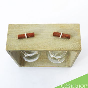 Houten Raam Decoratie met Hangende Glazen Potjes Vierkant | 20 x 20 x 8 cm - 4