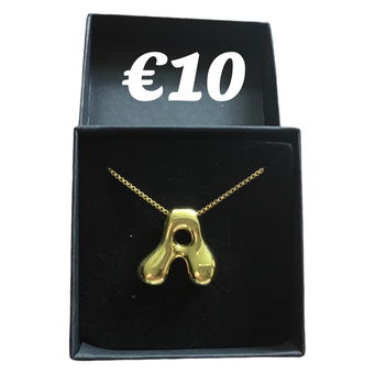 Titanium staal 18K goud vergulde bubble letter ketting - 0