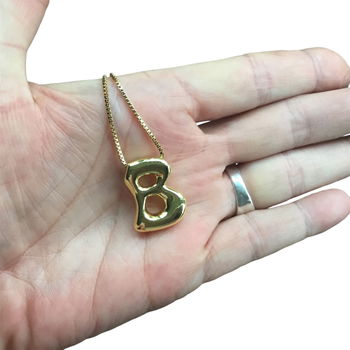 Titanium staal 18K goud vergulde letter B ketting - 1