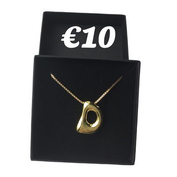 Titanium Staal 18K Goud Vergulde Bubble Letter D Ketting - 0