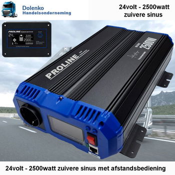 Nieuw: Proline Omvormer 24v - 2500W Zuivere Sinus met 1 stopcontact - 1