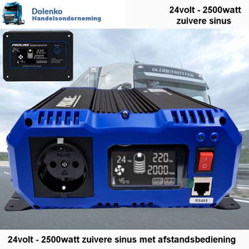 Nieuw: Proline Omvormer 24v - 2500W Zuivere Sinus met 1 stopcontact - 2