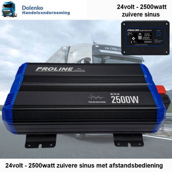 Nieuw: Proline Omvormer 24v - 2500W Zuivere Sinus met 1 stopcontact - 4