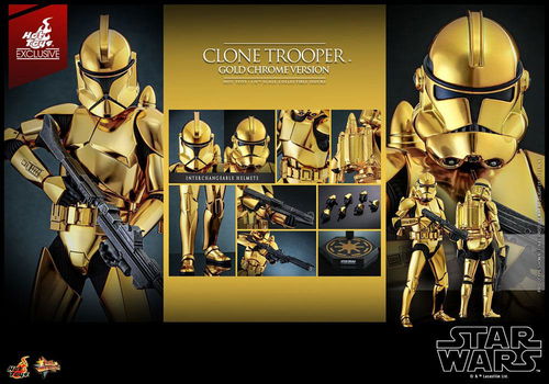 Hot Toys MMS735 Star Wars Clone Trooper Gold Chrome Version Exclusive - 5