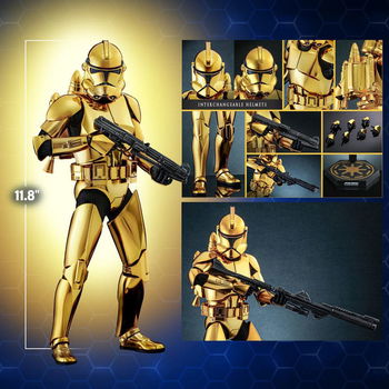 Hot Toys MMS735 Star Wars Clone Trooper Gold Chrome Version Exclusive - 6