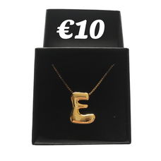 Titanium Staal 18K Goud Vergulde Bubble Letter E Ketting