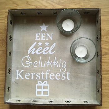 Kerst decoratie sier dienblad met waxinelichthouders optie 1 - 0