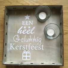 Kerst decoratie sier dienblad met waxinelichthouders optie 1