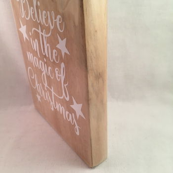 Kerst decoratie tekstbord (hout) Believe in the magic adv 2 - 1