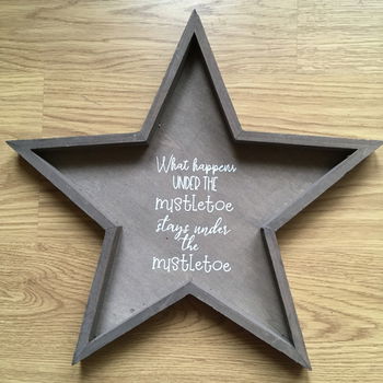 Kerst decoratie houten ster met kerst quote optie 1 - 0