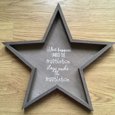 Kerst decoratie houten ster met kerst quote optie 1