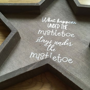 Kerst decoratie houten ster met kerst quote optie 1 - 1