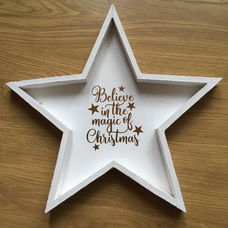 Kerst decoratie houten ster met kerst quote optie 2