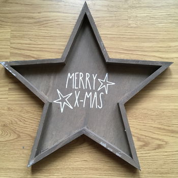 Kerst decoratie houten ster met kerst quote optie 3 - 0