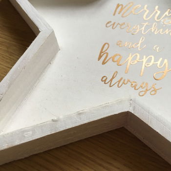 Kerst decoratie houten ster met kerst quote optie 4 - 1