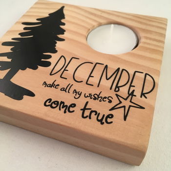 Kerst decoratie tekstbord (hout) met waxinehouder & quote - 1