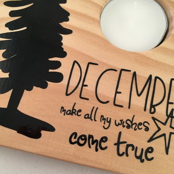 Kerst decoratie tekstbord (hout) met waxinehouder & quote - 2