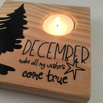 Kerst decoratie tekstbord (hout) met waxinehouder & quote - 4